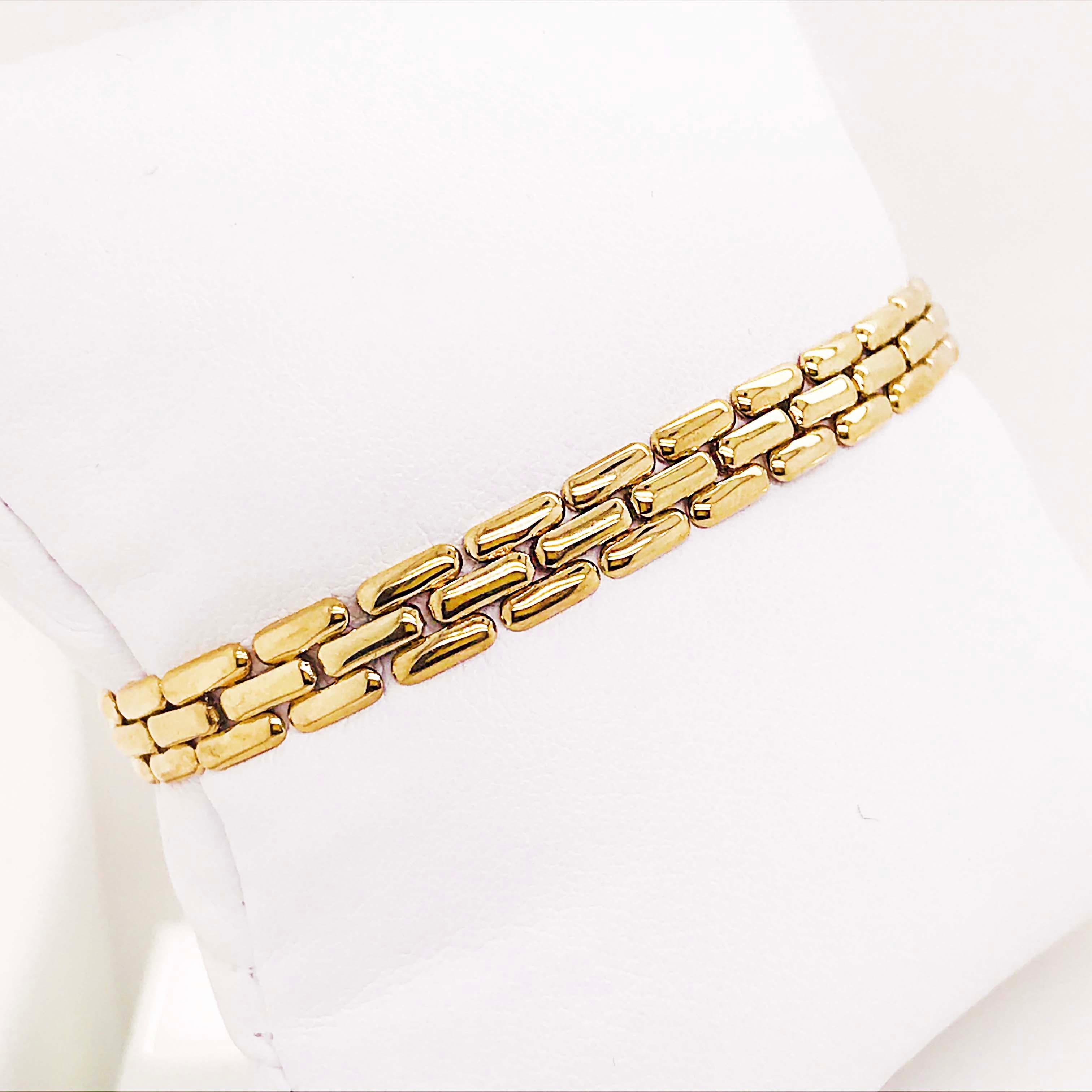 Gold Panther Chain Bracelet with Large Lobster Clasp, 14 Karat Yellow Gold 3