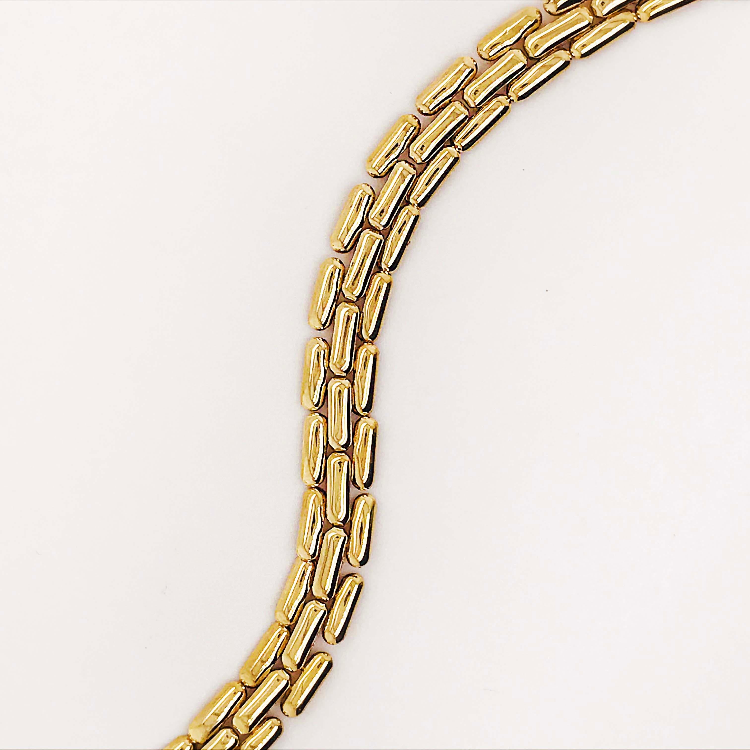 Gold Panther Chain Bracelet with Large Lobster Clasp, 14 Karat Yellow Gold 4