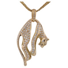 Gold Panther Pendant with diamonds 18k YG