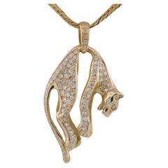 Gold Panther Pendant with diamonds 18k YG