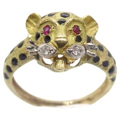 Pantherring aus Gold nach Cartier Maison , Diamanten, Rubin