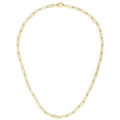 Gold Paper Clip Link Chain Necklace 14 Karat Yellow Gold Chain 4.2mm 20 Inch LV