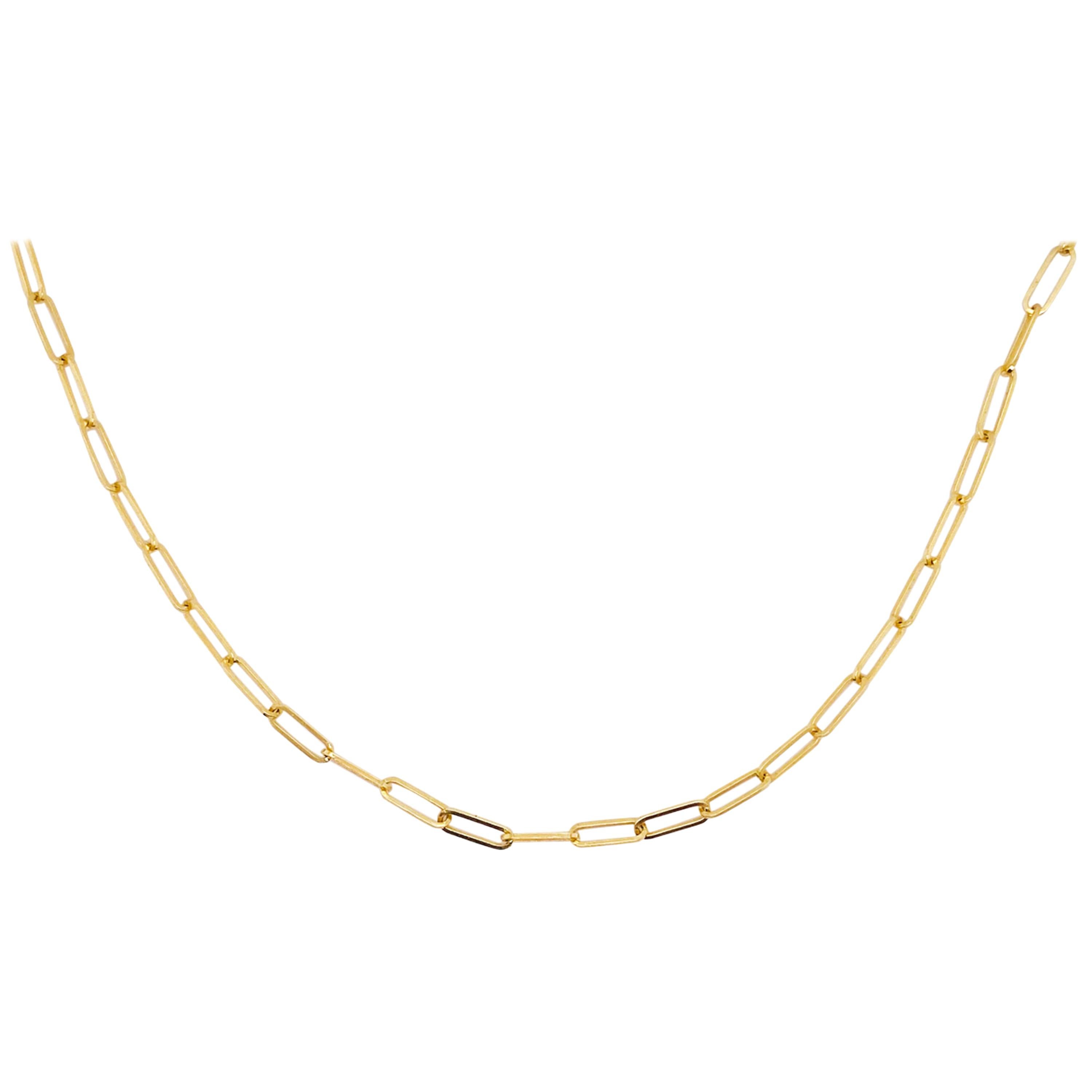 14K Yellow Gold 2.5 mm Paperclip Chain Link Layer Thin Necklace 18 to 26 inches 