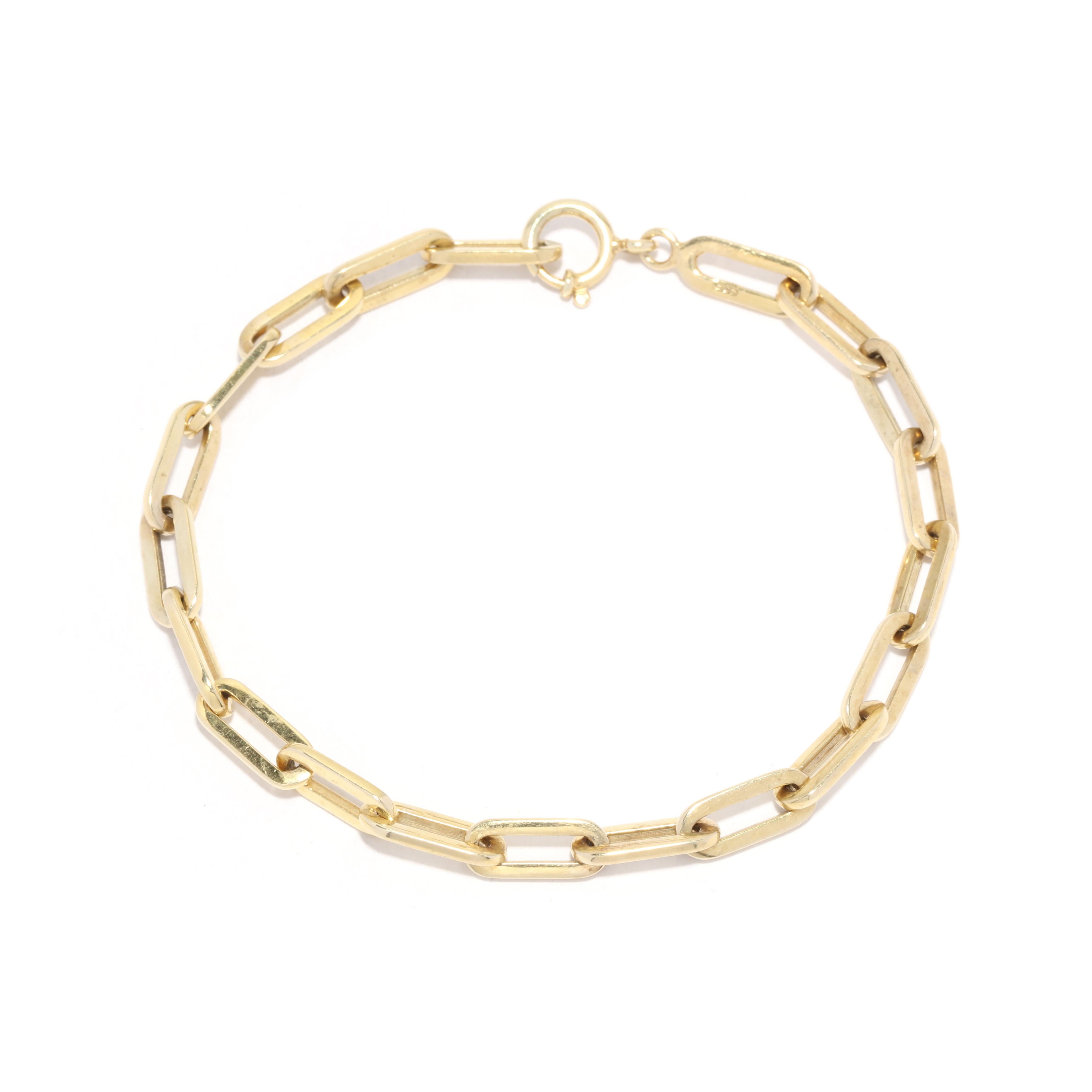 Paperclip Link Chain Bracelet 14K Italian White Gold at 1stDibs