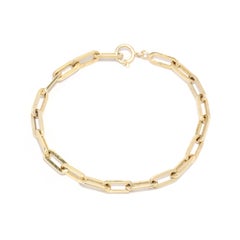 Gold Paperclip Chain Bracelet, 14K Yellow Gold, Oval Link