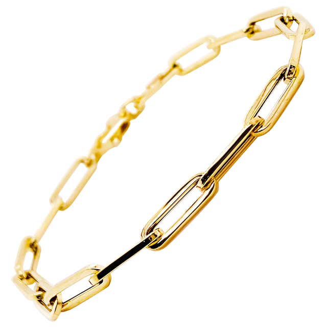 Paper Clip Bracelet 14 Karat Yellow Gold Paperclip Woman's Bracelet 4