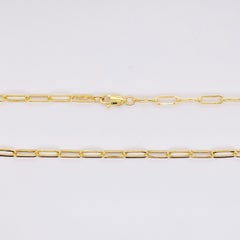 Gold Paper Clip Chain Necklace 14 Karat Yellow Gold Flat Link Chain 3.3mm 18 In