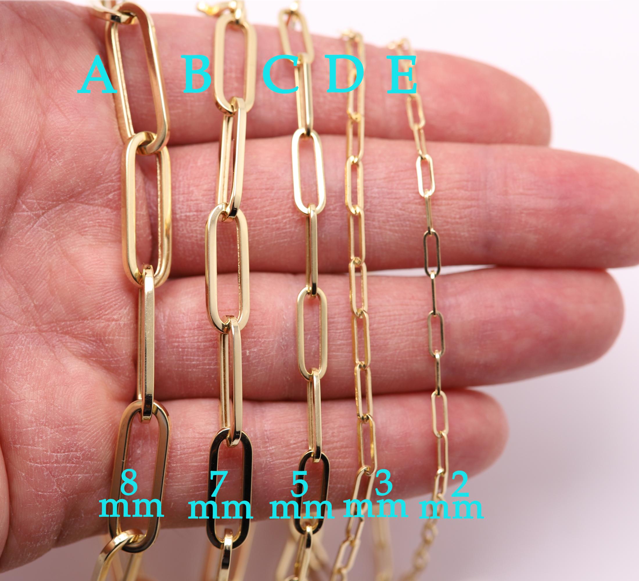 Dangle Paperclip Earring 14 Karat Yellow Gold Dangle Earrings 5mm width For Sale 7