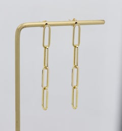 Dangle Paperclip Earring 14 Karat Yellow Gold Dangle Earrings 5mm width