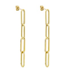 Dangle Paperclip Earring 14 Karat Yellow Gold Dangle Earrings 5mm width