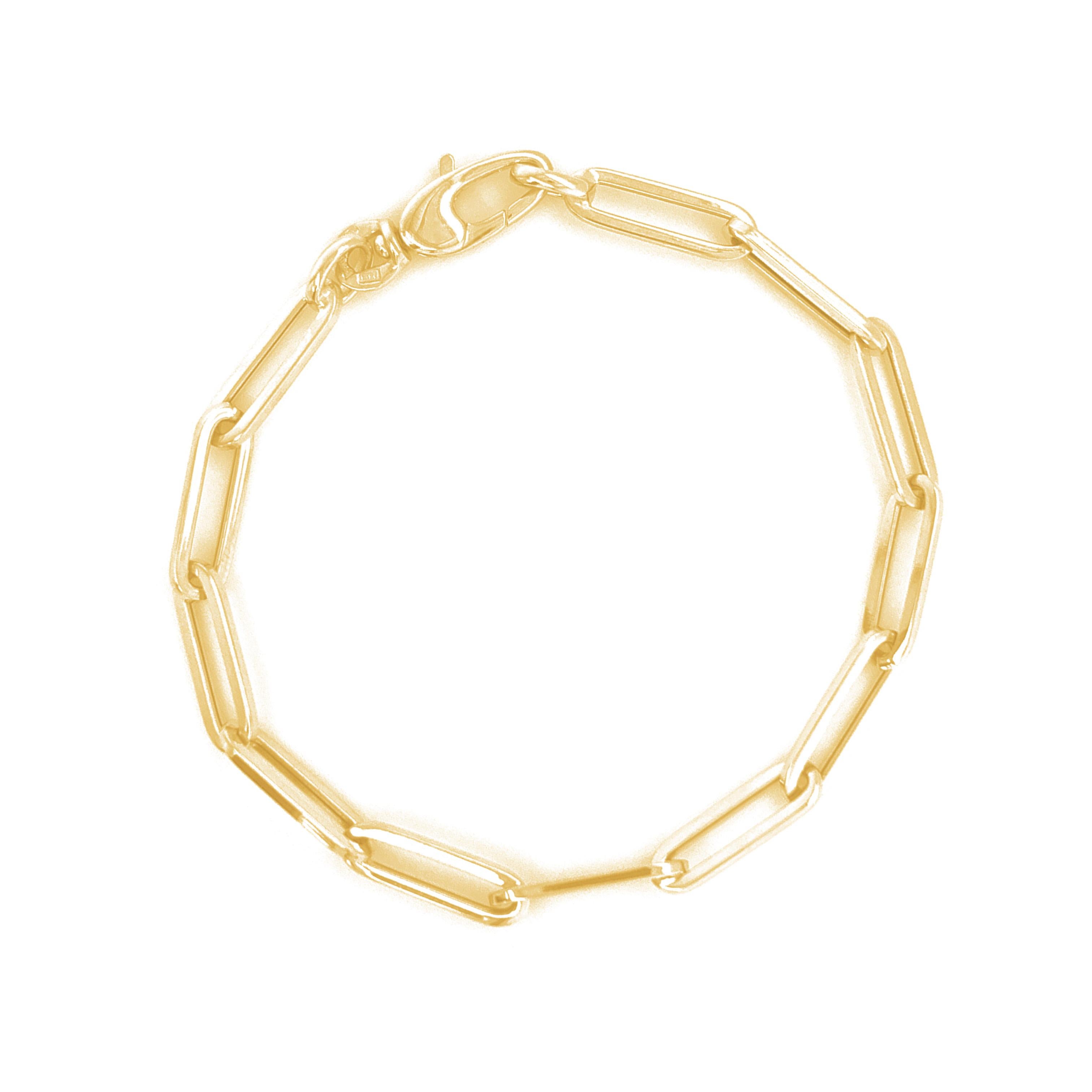 Bracelet à maillons en forme de trombones en or 14 carats pour elle Neuf - En vente à Great neck, NY