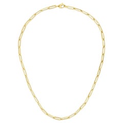 Gold PaperClip Link Chain Necklace 14 Karat Yellow Gold Link Chain 4.2mm 18 Inch