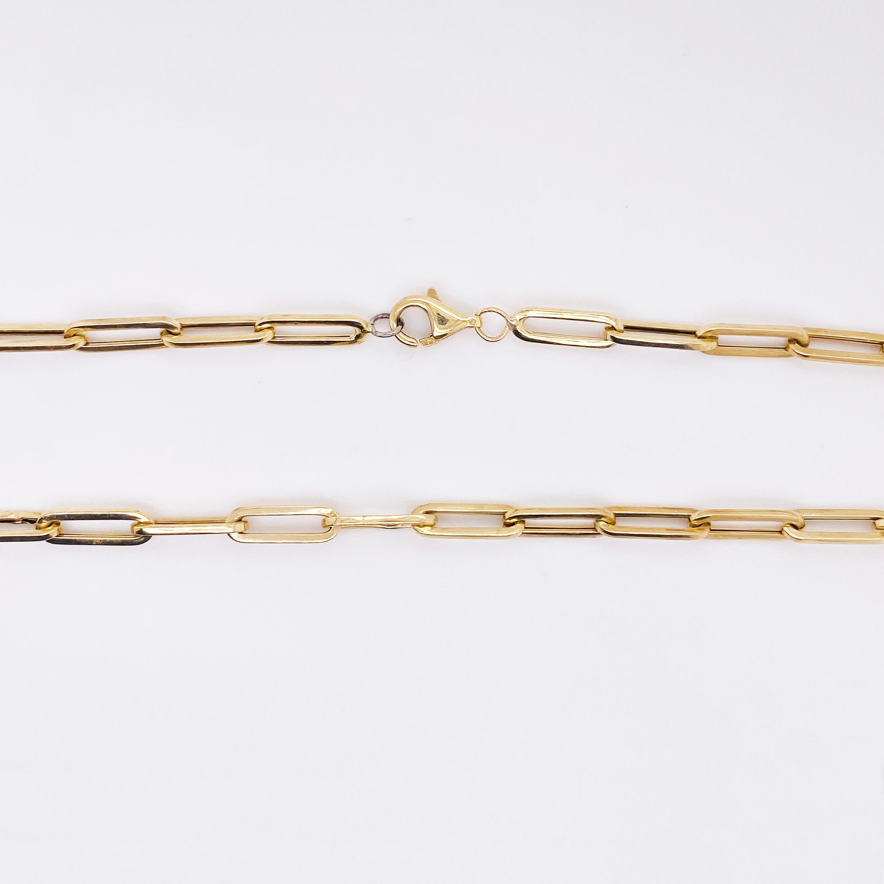 Gliederkette aus 14 Karat Gelbgold mit Gold-Papierclips und Gliederkette für Damen oder Herren im Angebot