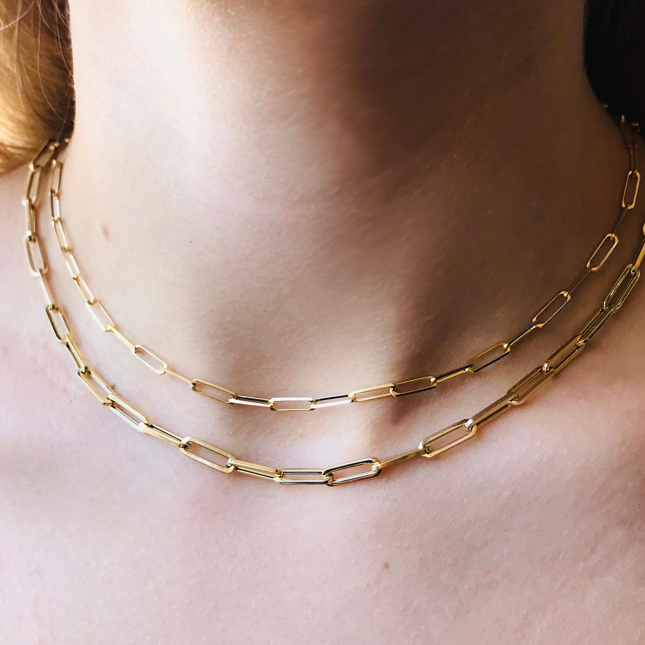 Gold Paperclip Link Chain Necklace in 14 Karat Gold, 14 Karat Gold Paperclip 2