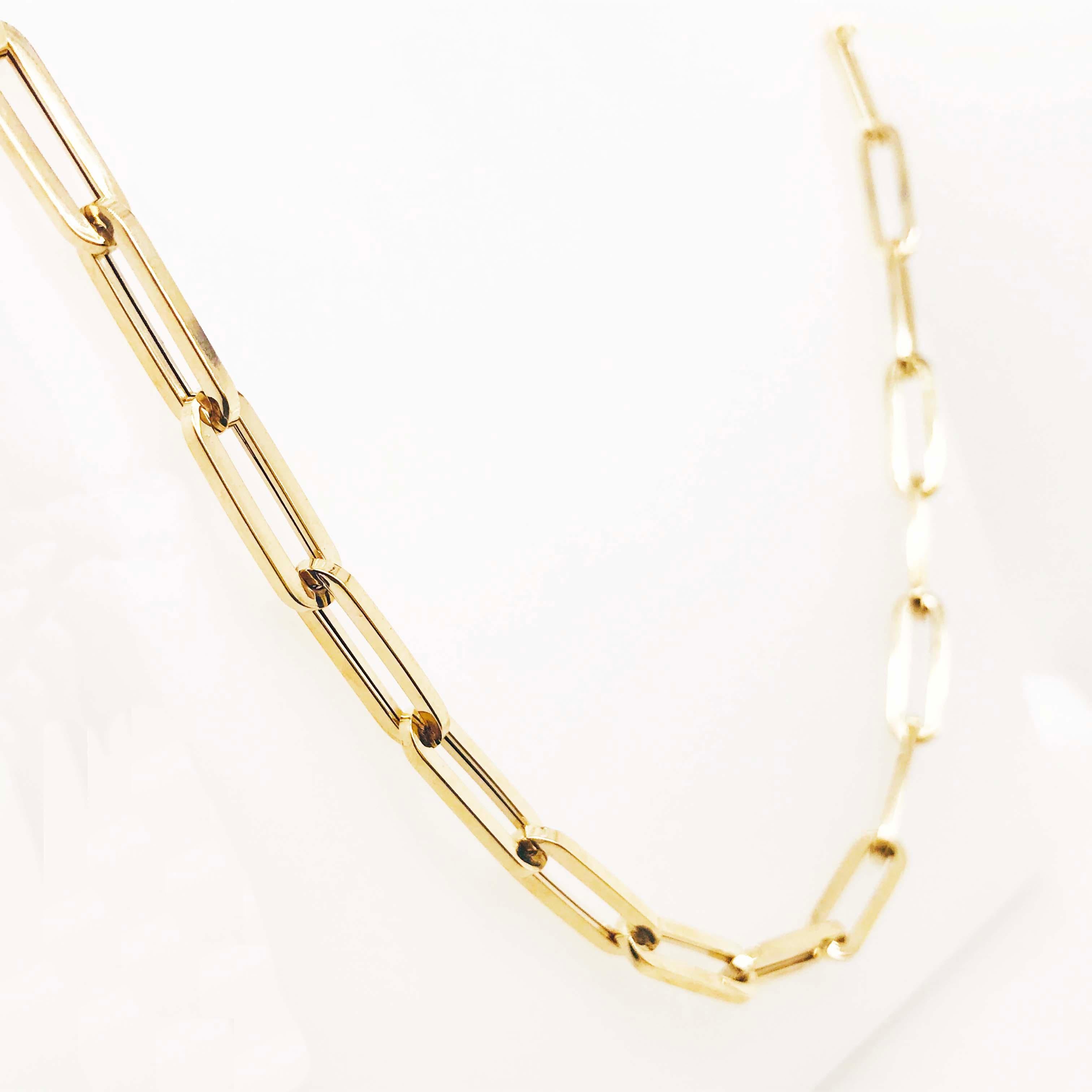 Papierklammerkette Halskette, 5,35 mm 18in Weiß, Roségold, Gelbgold, flache Gliederkette (Moderne) im Angebot