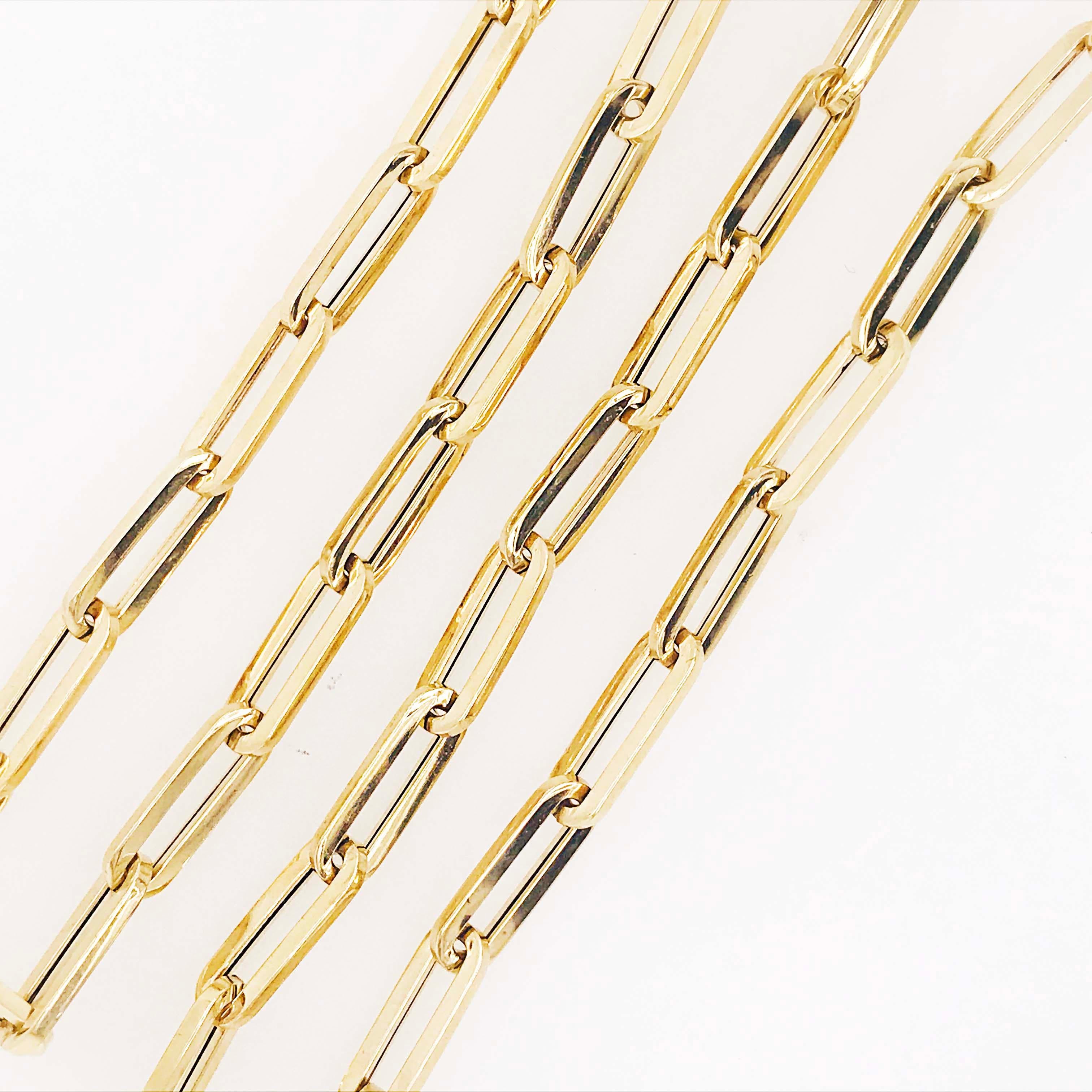 Papierklammerkette Halskette, 5,35 mm 18in Weiß, Roségold, Gelbgold, flache Gliederkette im Zustand „Neu“ im Angebot in Austin, TX