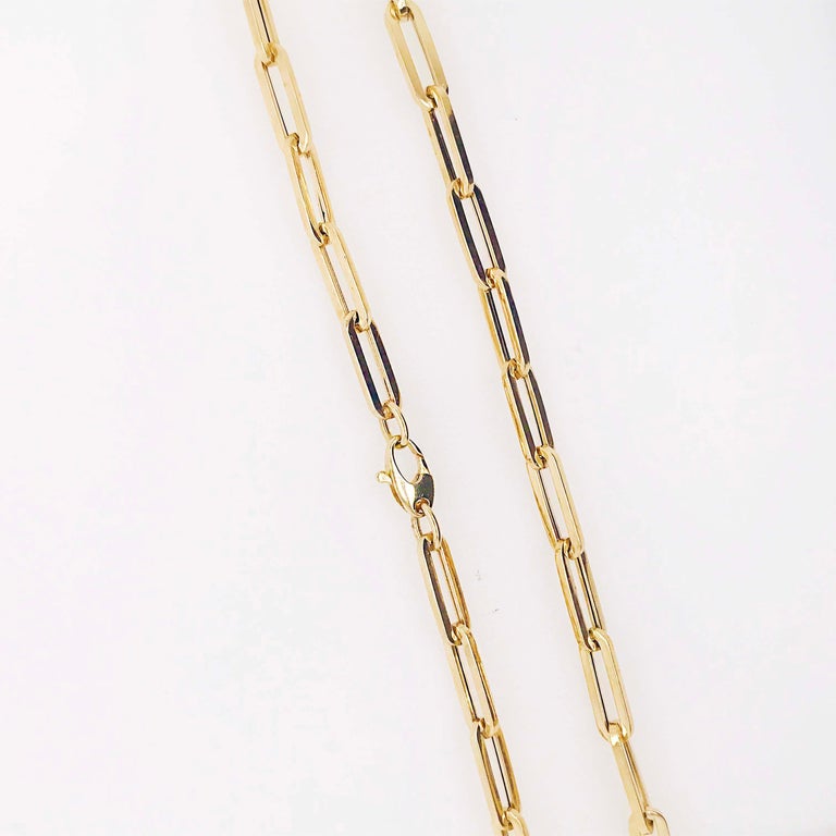 Paper Clip Chain Necklace, 5.35mm 18in White, Rose, Yellow Gold, Flat