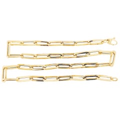 Gold Paper Clip Chain Necklace 14 Karat Gold Flat Link Chain 5.35 mm 18 Inch
