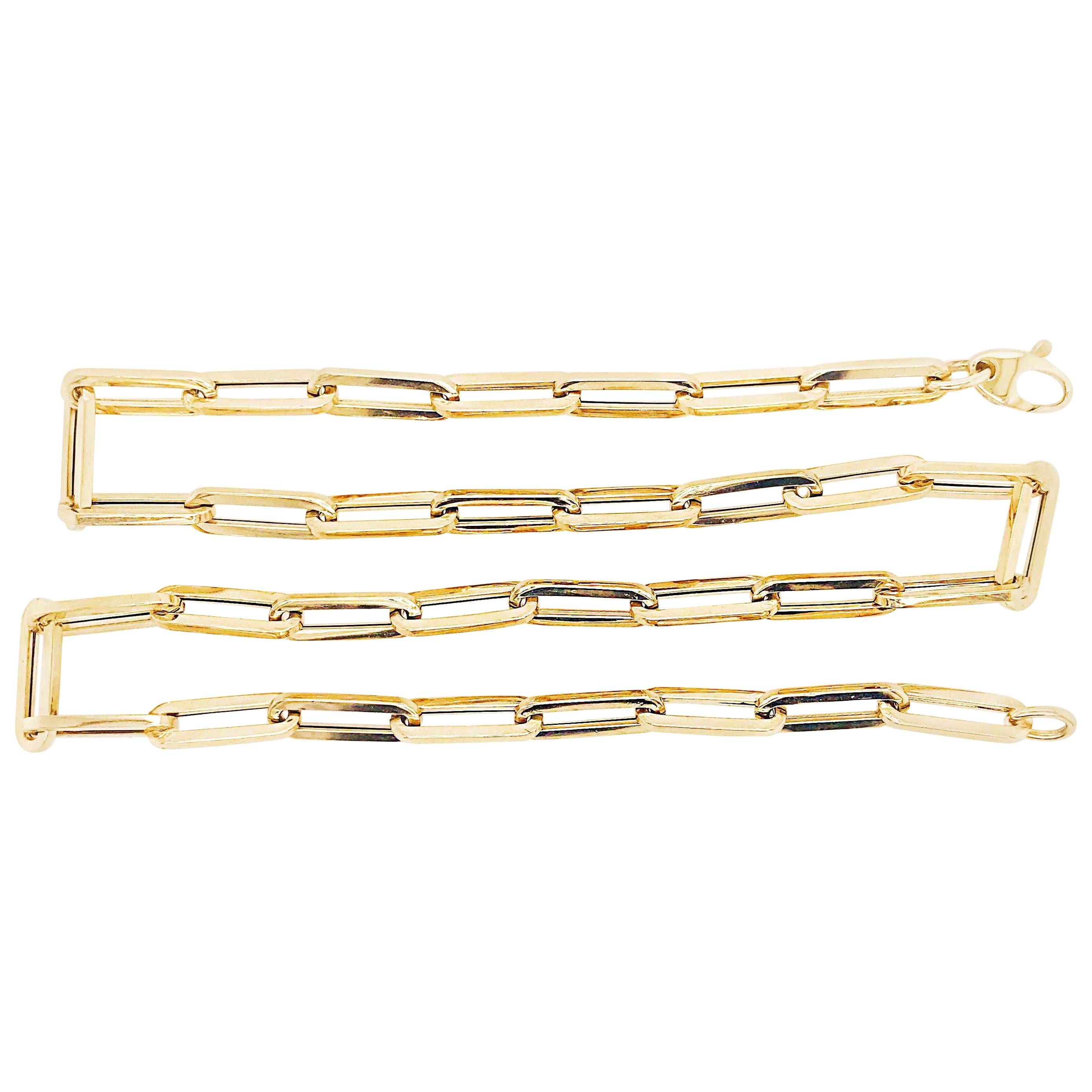 Gold Paperclip Link Chain Necklace in 14 Karat Gold, 14 Karat Gold Paperclip