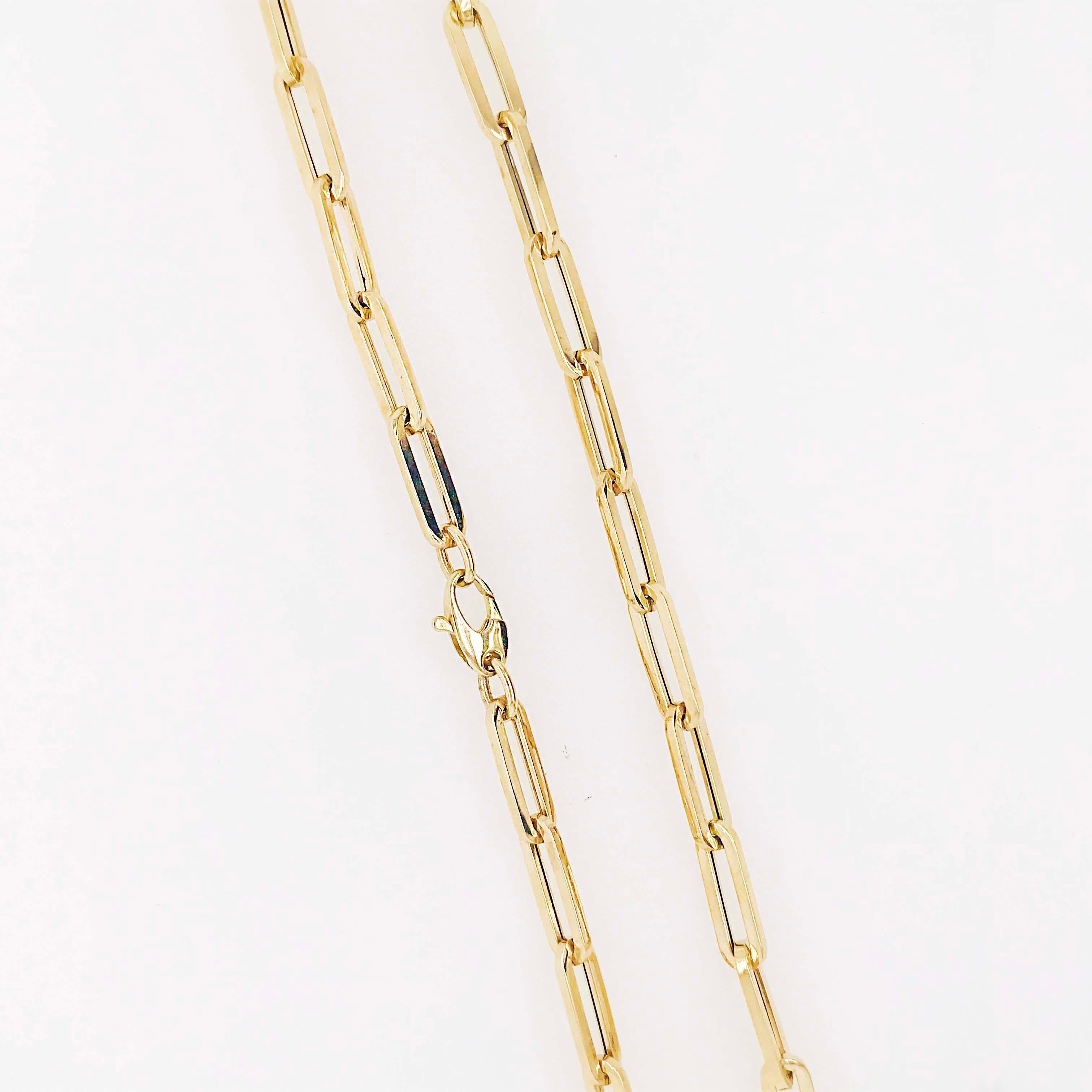 Women's or Men's Gold Paperclip Link Chain Necklace in 14 Karat Gold, 14 Karat Gold Paperclip