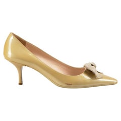 Gold Patent Leather Bow Pumps Size IT 39.5