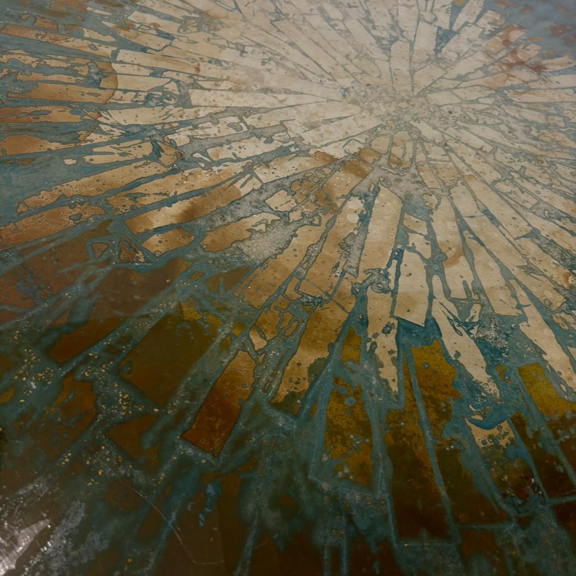 Tavolo da ingresso/centro italiano in lamina colorata Eglomise oro e patina in vendita 6