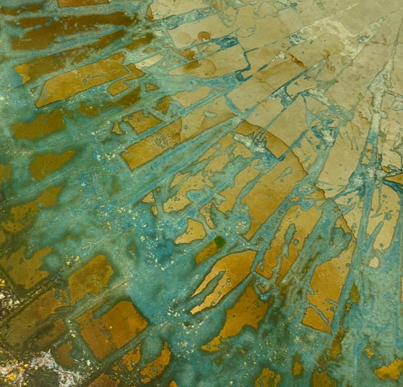 Tavolo da ingresso/centro italiano in lamina colorata Eglomise oro e patina in vendita 1