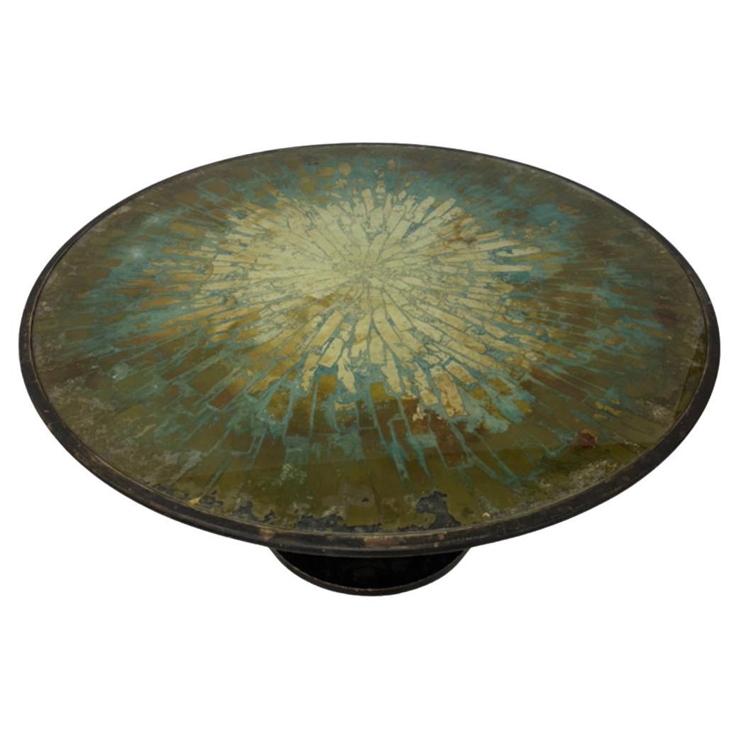 Italian Eglomise Gold & Patina Colored Foil Entry/Center Table