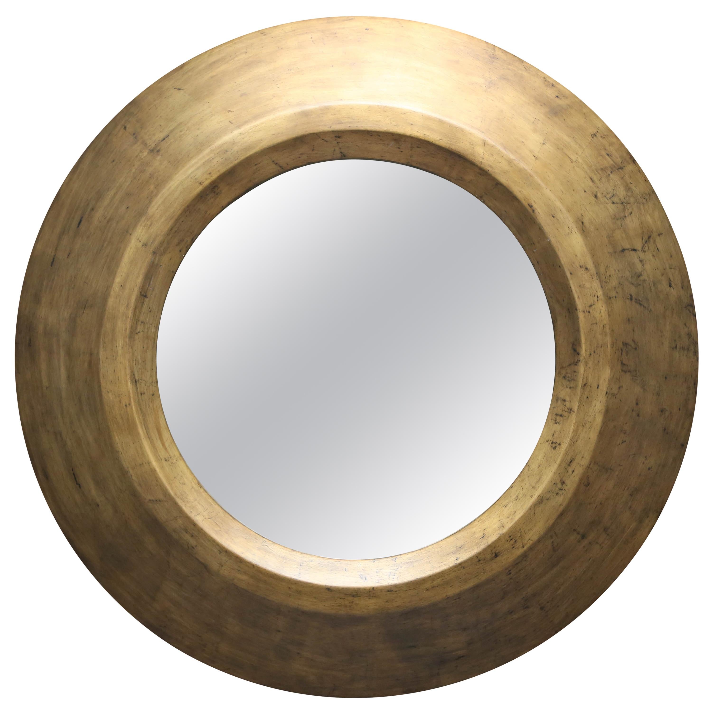 Gold Patina Round Mirror by Serge de Troyer, Belgium, 2011