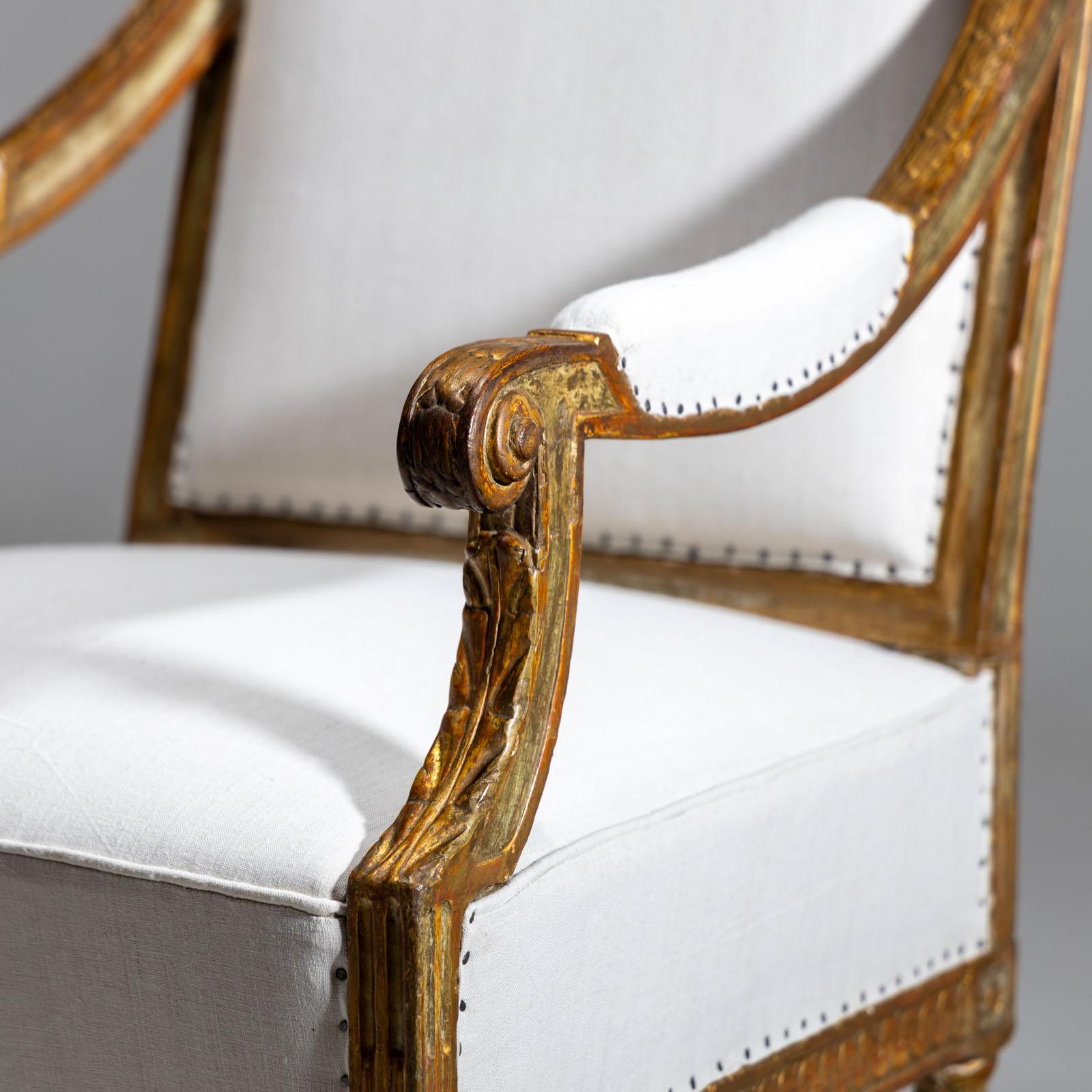 Gold-patinated armchair, around 1780 For Sale 2