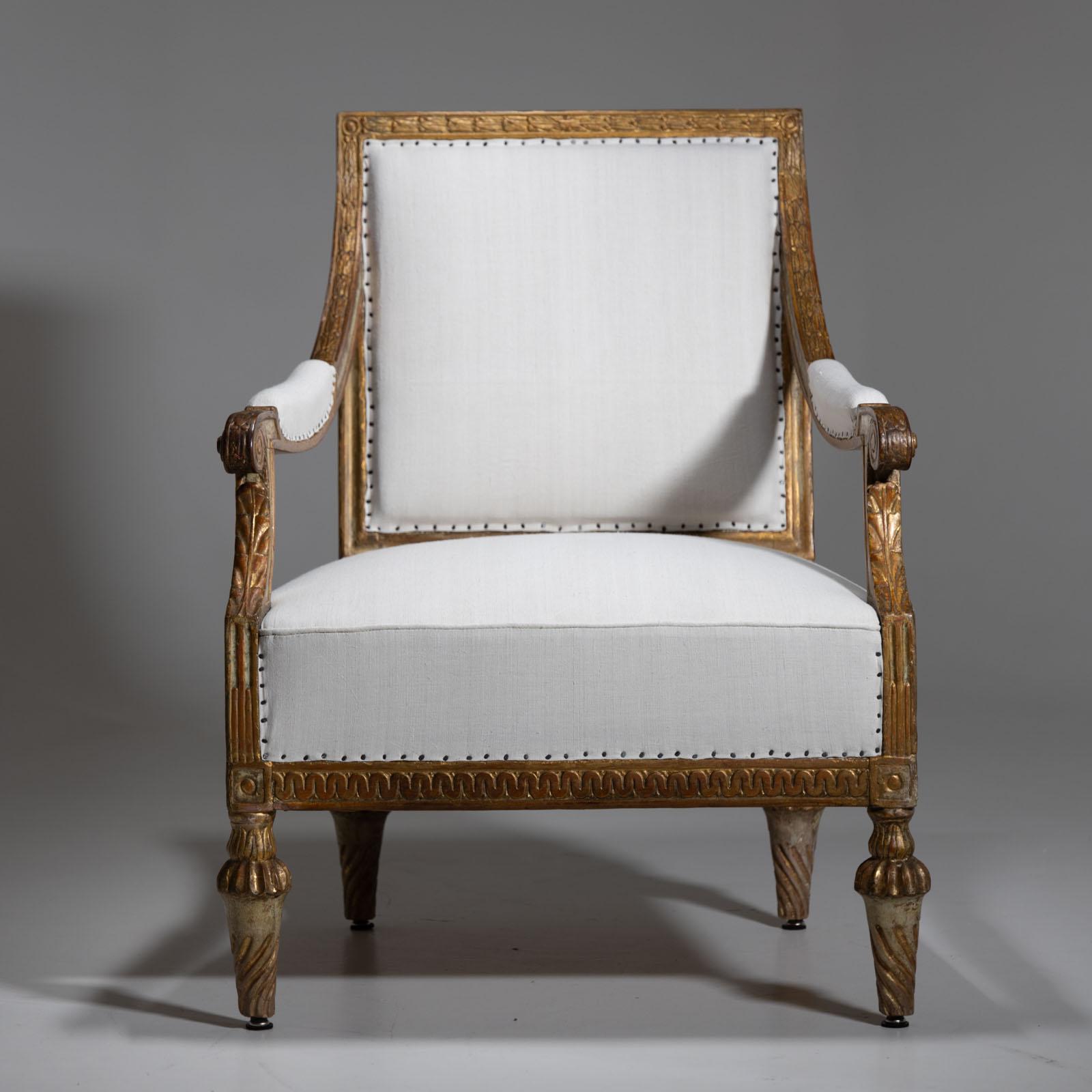 Gold-patinated armchair, around 1780 For Sale 3