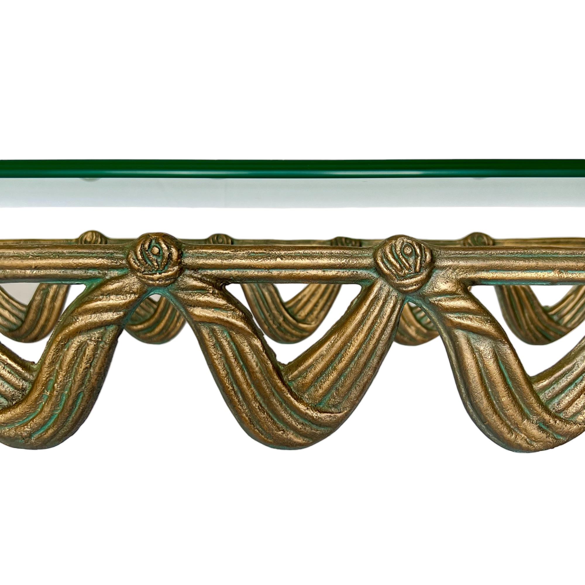 Gold Patinated Cast Metal Cabriole Console Table, Late 20th C. 4