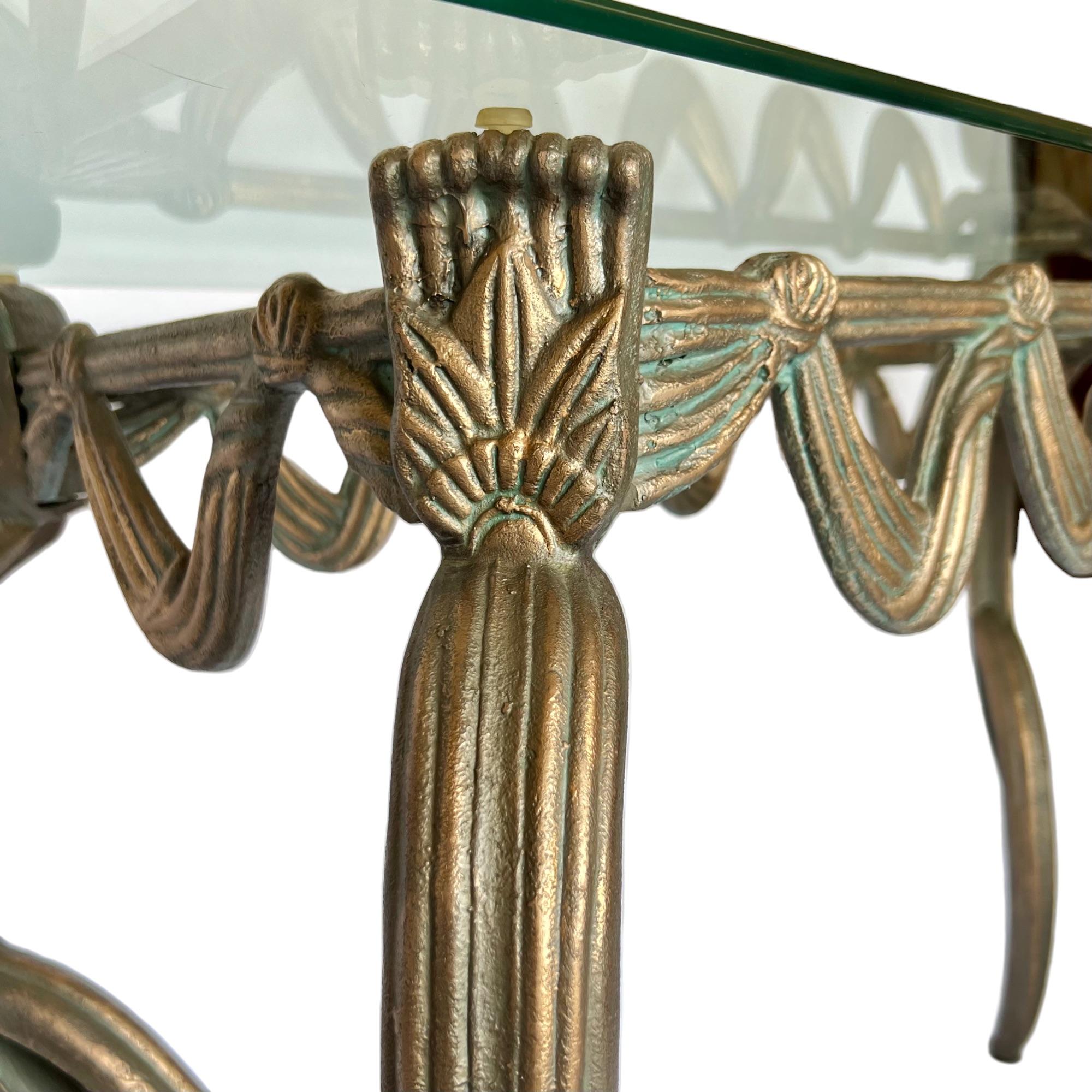 Gold Patinated Cast Metal Cabriole Console Table, Late 20th C. 6