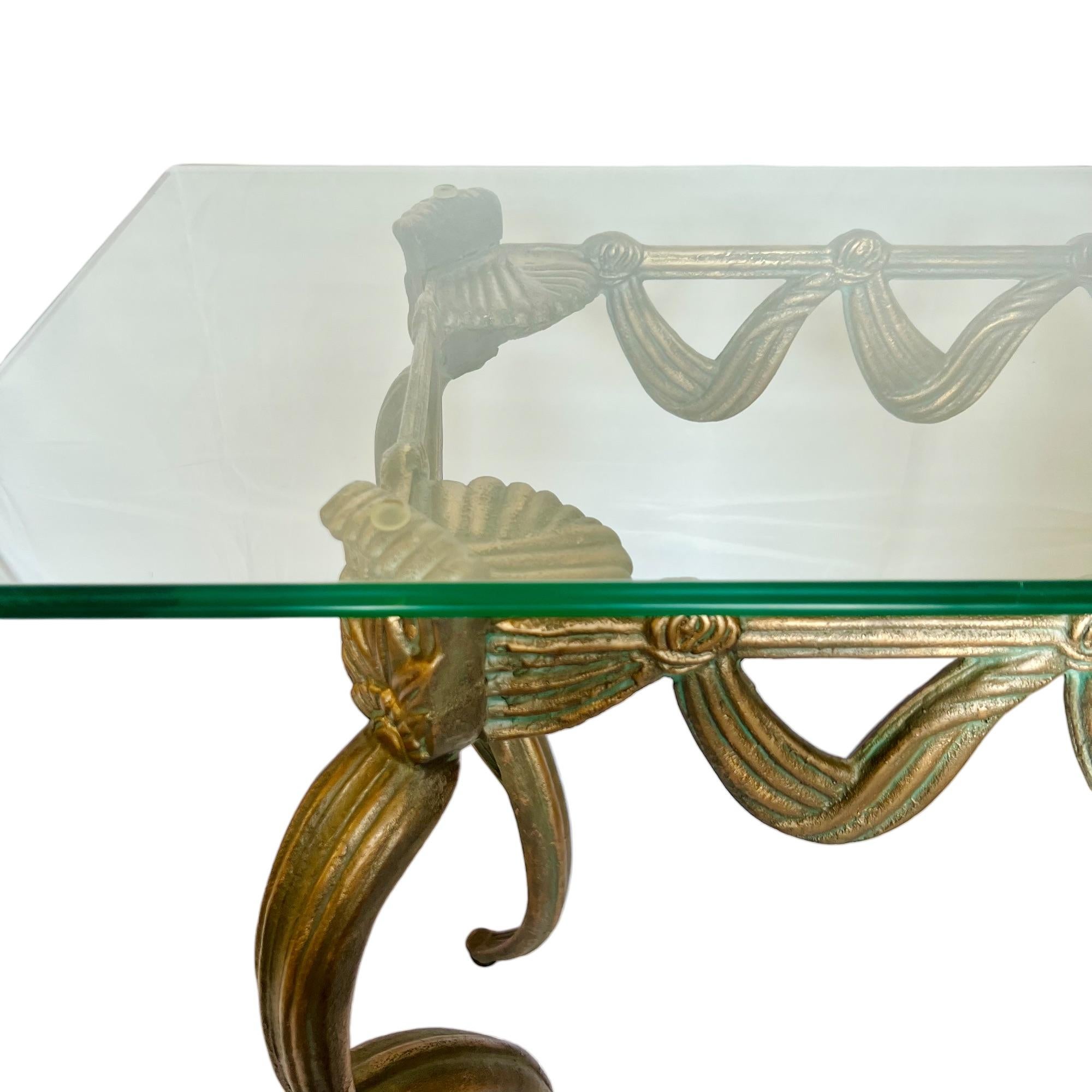 Gold Patinated Cast Metal Cabriole Console Table, Late 20th C. For Sale 2