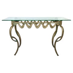 Gold Patinated Cast Metal Cabriole Console Table, Late 20th C.