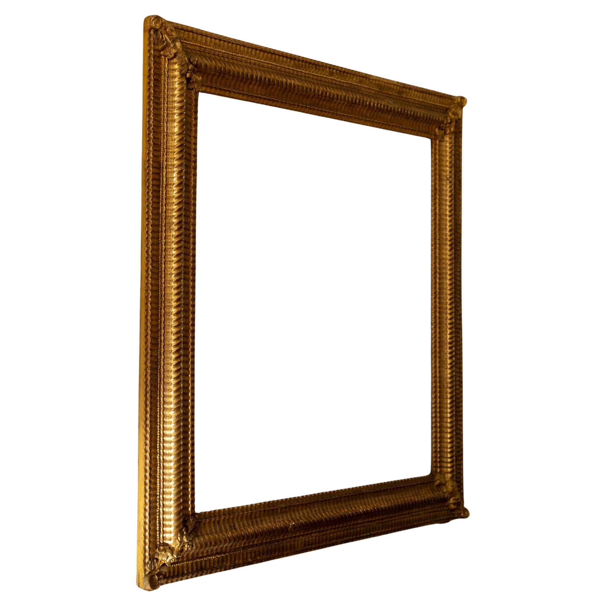 Gold patinated mirror frame, 19th century For Sale