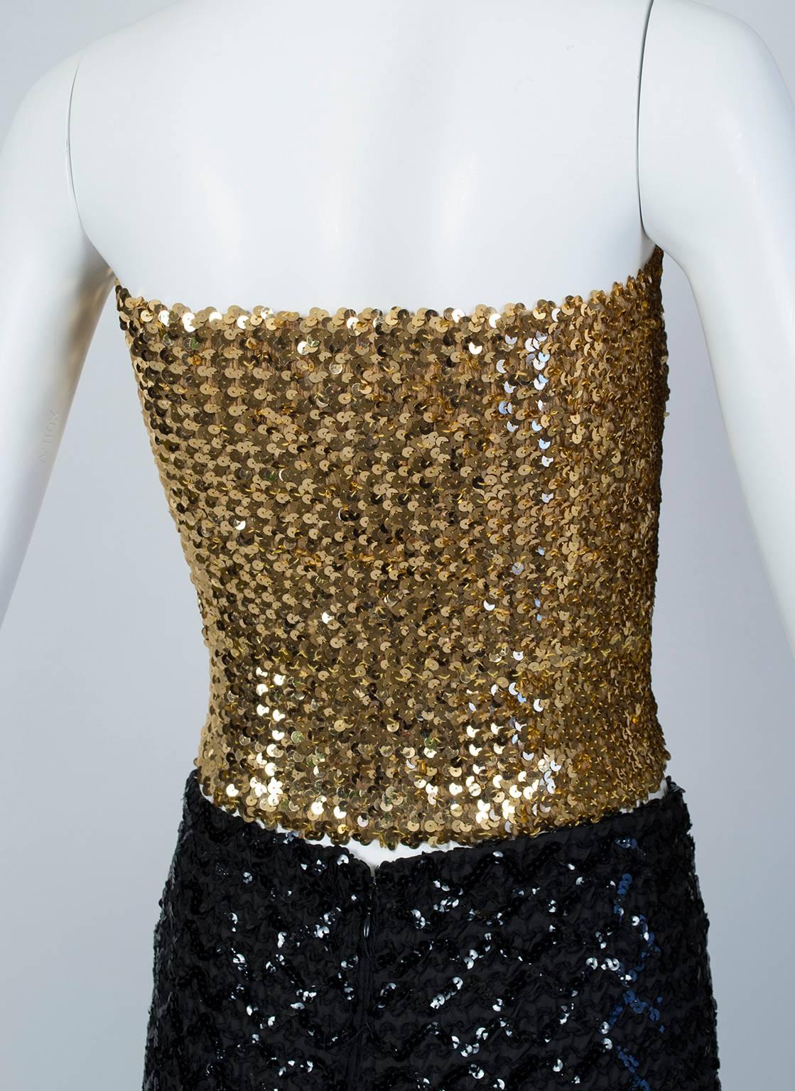 Women's Gold Pavé Sequin Bandeau Tube Top - Neiman Marcus, 1970s