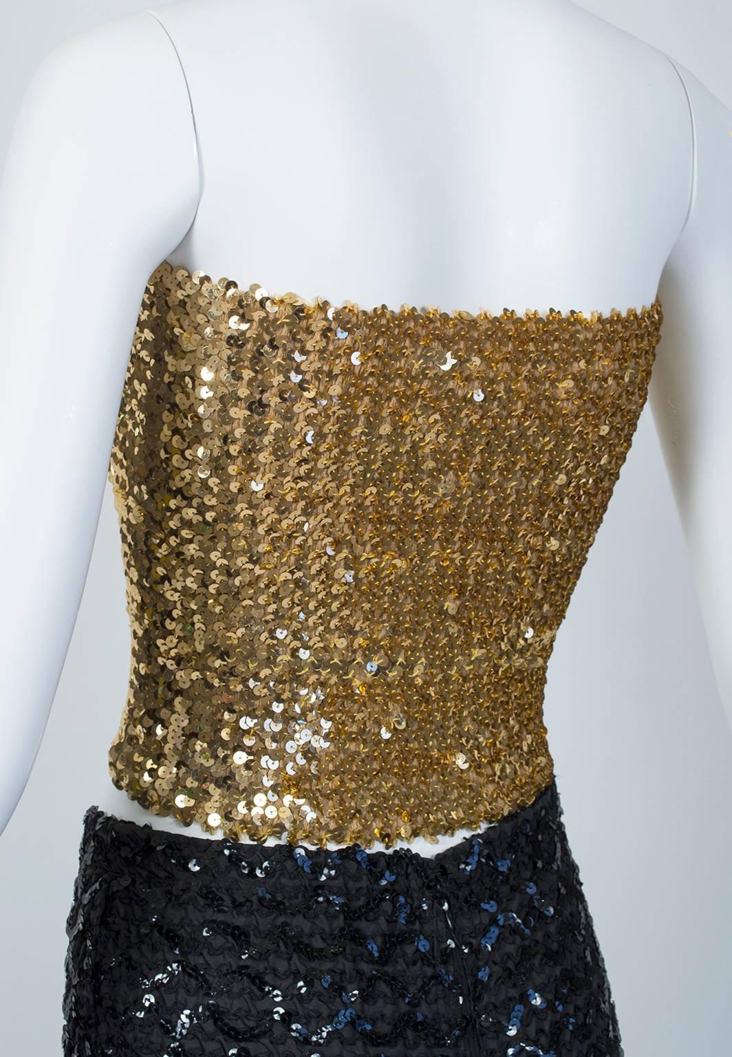 Gold Pavé Sequin Bandeau Tube Top - Neiman Marcus, 1970s 1