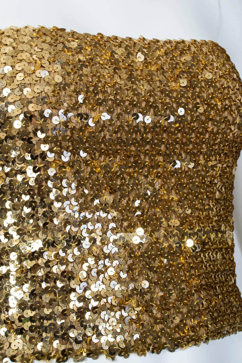 Gold Pavé Sequin Bandeau Tube Top - Neiman Marcus, 1970s 2