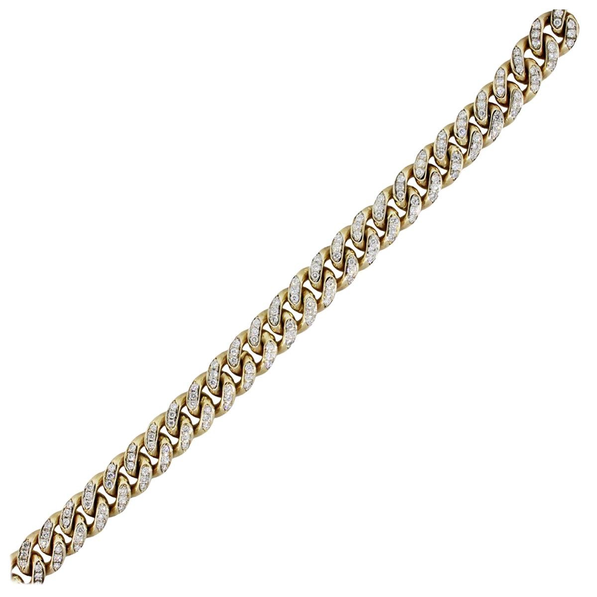 Gold Pave Diamond Cuban Link Bracelet