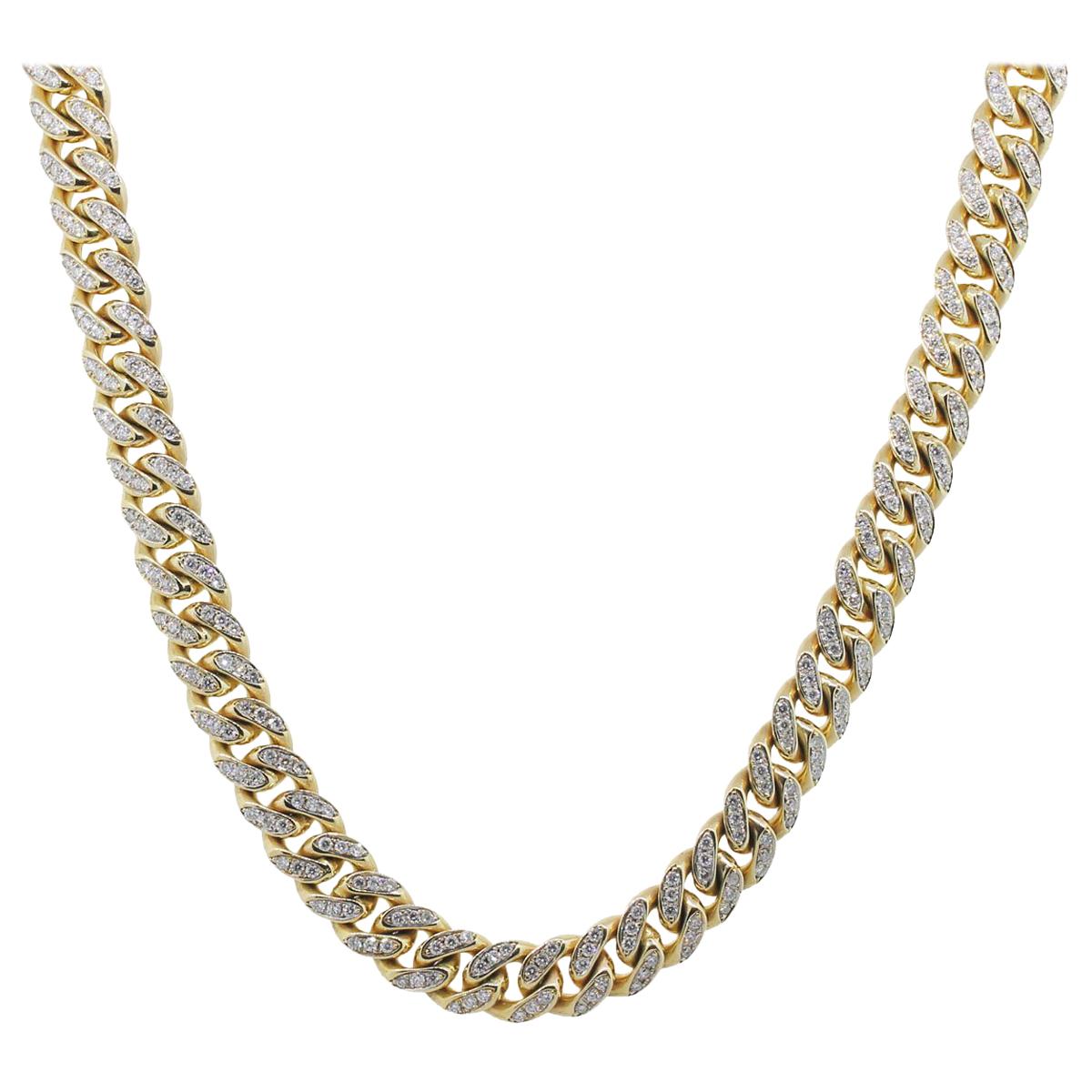 Gold Pave Diamond Cuban Link Necklace