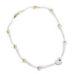 Gold Pavé Diamond Hearts Link Bar Necklace