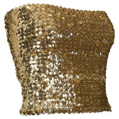 Gold Pavé Sequin Bandeau Tube Top - Neiman Marcus, 1970s