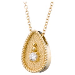 Gold Pear Pendant with Diamond