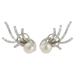 Gold, pearl and diamond earrings