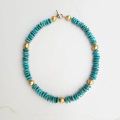 Gold Pearl and Turquoise Necklace