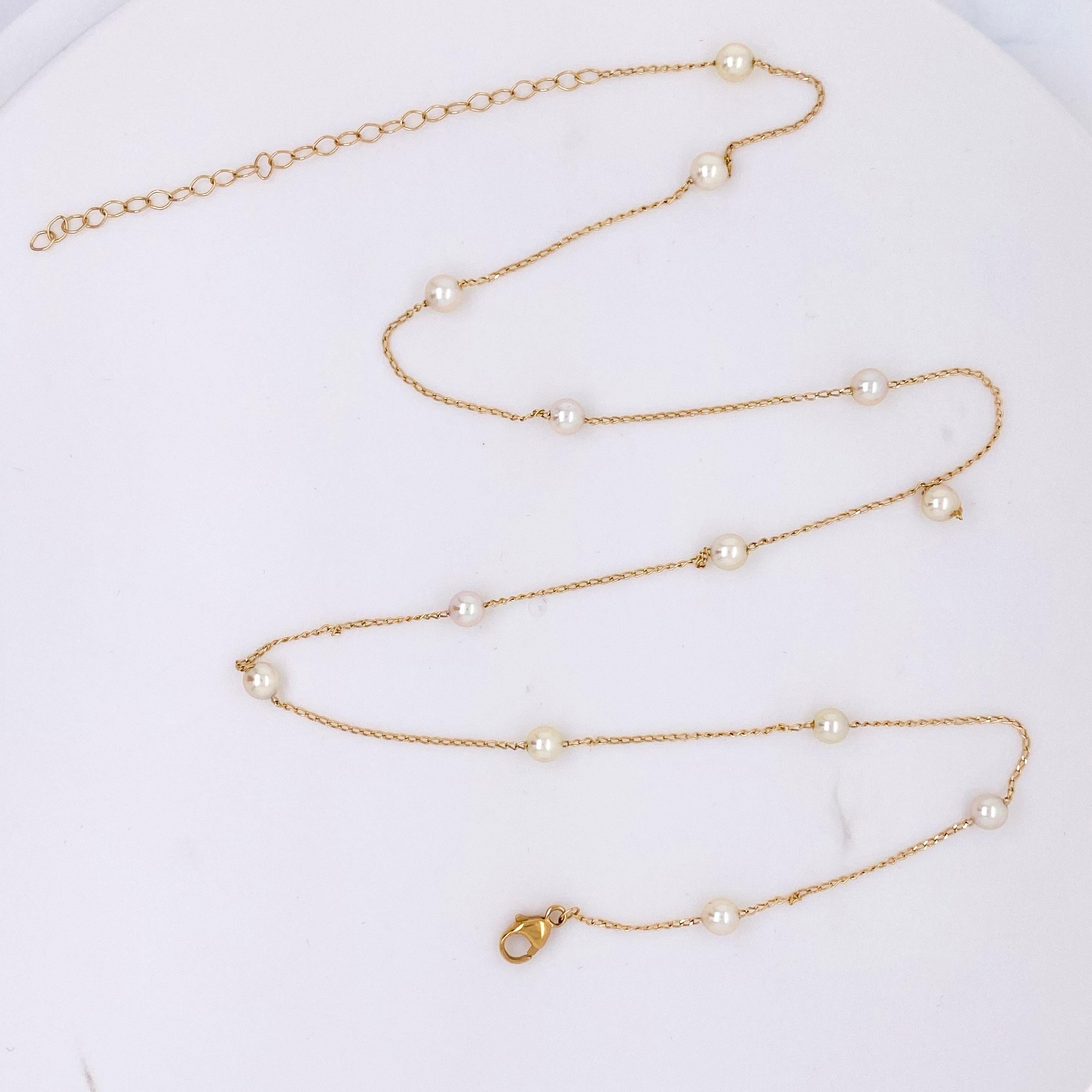 Perlenkette aus Gold und Gelbgold, Hochzeitshalskette, Tin Cup Perlenkette im Zustand „Neu“ im Angebot in Austin, TX