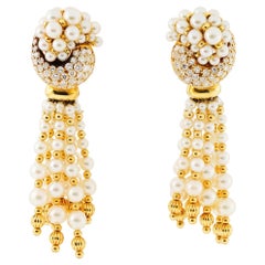 Gold Pearl Dangling Earrings