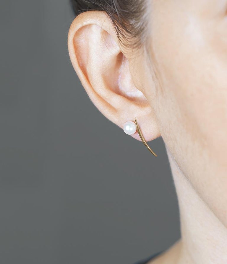 Contemporary Gold Pearl Earrings