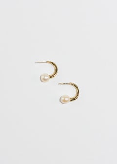 Gold Pearl Hoops